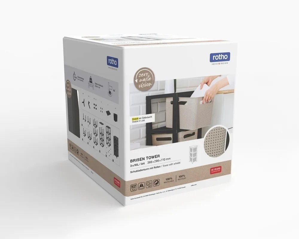 ROTHO BRISEN komoda 3x16 L - antracit/cappuccino