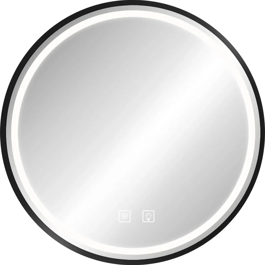 Rea Rea, nástenné kúpeľňové LED zrkadlo, 50cm, čierny rám, HOM-05511