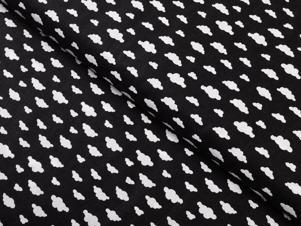 Biante Bavlnený záves Sandra SA-306 Biele obláčiky na čiernom 150x150 cm