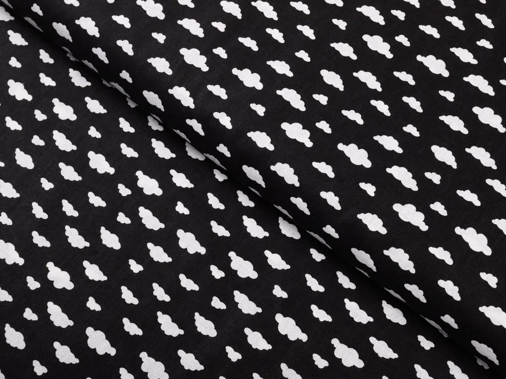 Biante Bavlnený záves Sandra SA-306 Biele obláčiky na čiernom 150x170 cm
