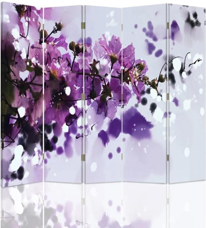 CARO Paraván - Flowers | päťdielny | obojstranný 180x150 cm