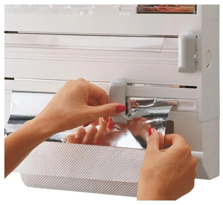 Biely nástenný plastový držiak na fólie a papierové utierky Parat – LEIFHEIT