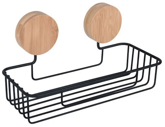 BISK Erga Plain, obdĺžniková kúpeľňová polička, čierna matná-hnedá, ERG-08115