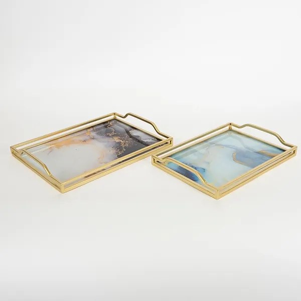 SADA 2x Dekoračný podnos 40x30/35x25 cm zlatá