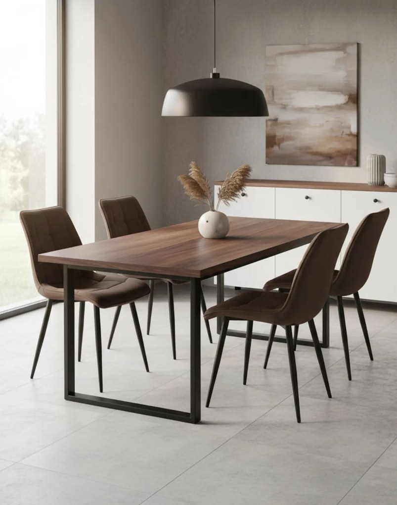 Stolička Chic Velvet hnedá – čierne nohy