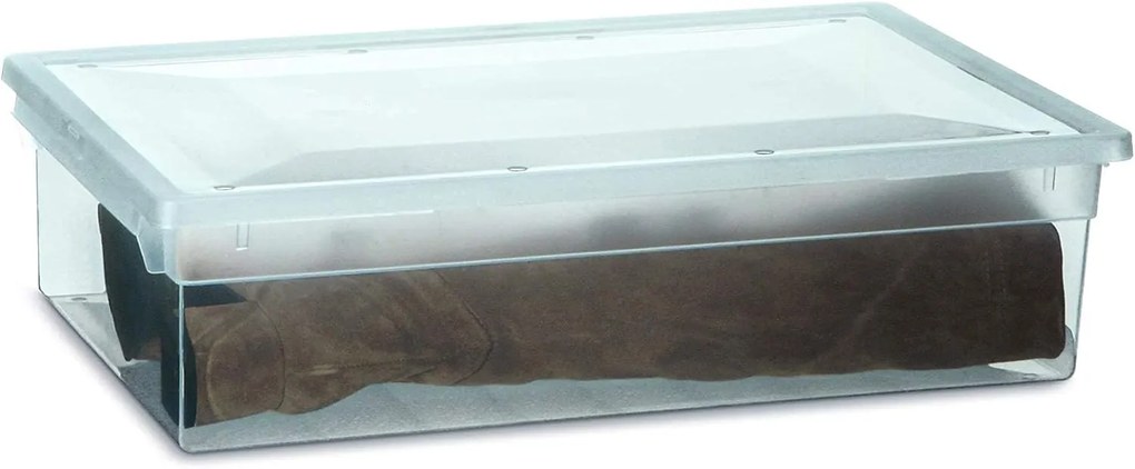 Úložný box s vekom, transparentný, na posteľnú bielizeň TERRY 22l - 38 x 52 x 14 cm