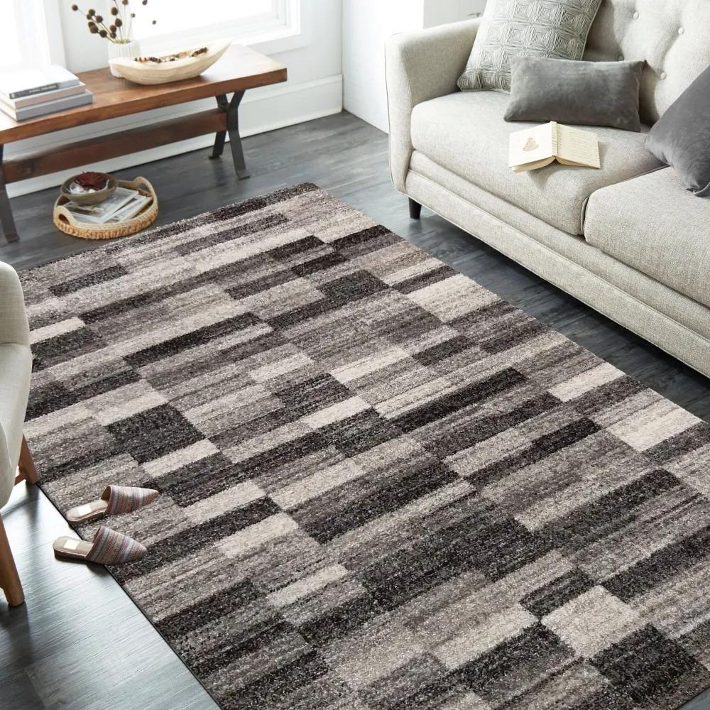 DomTextilu Moderný sivo hnedý koberec s obdĺžnikmi 38601-181317