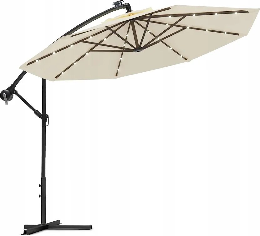 Závesný slnečník s LED solárnym osvetlením BestBerg BBHU-11 / 300 cm / béžová