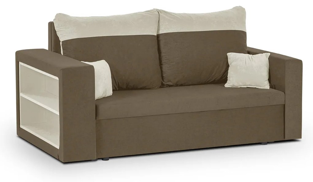 Pohovka pre 2 osoby s funkciou spania PAVEL Světle hnědá/krémová