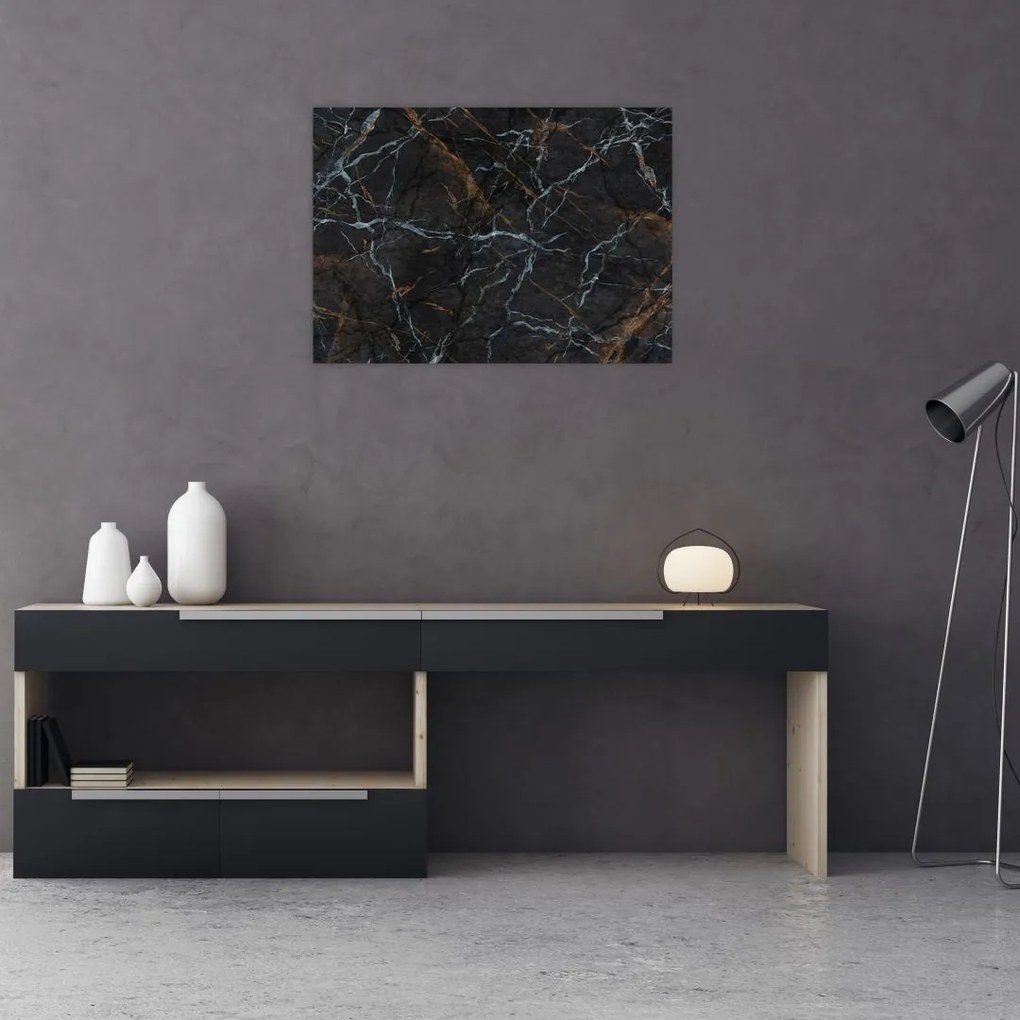 Sklenený obraz - Čierny mramor (70x50 cm)