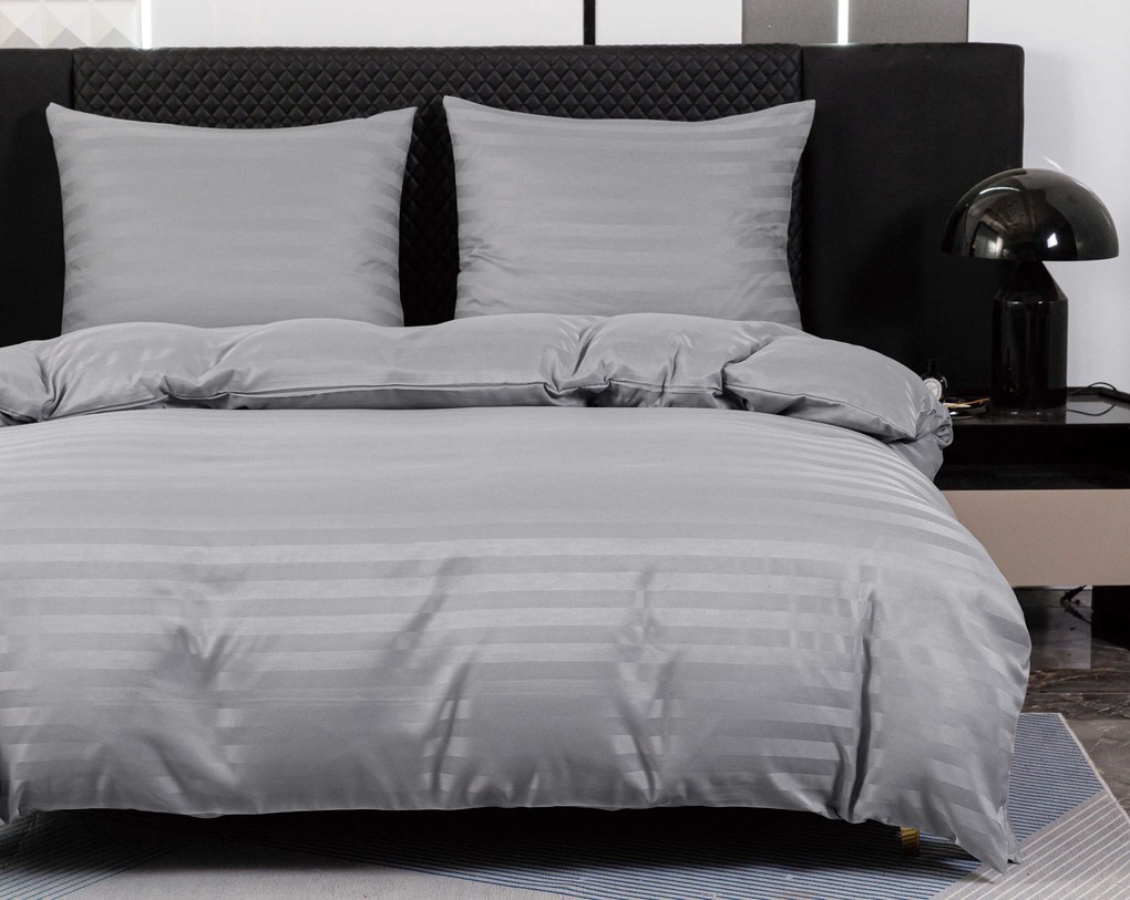 Hotelové obliečky z mikrovlákna JASMINE svetlo sivé - prúžok 2 cm, hotelové vrecko Rozmer obliečky: 2 ks 70 x 90 cm | 200 x 220 cm