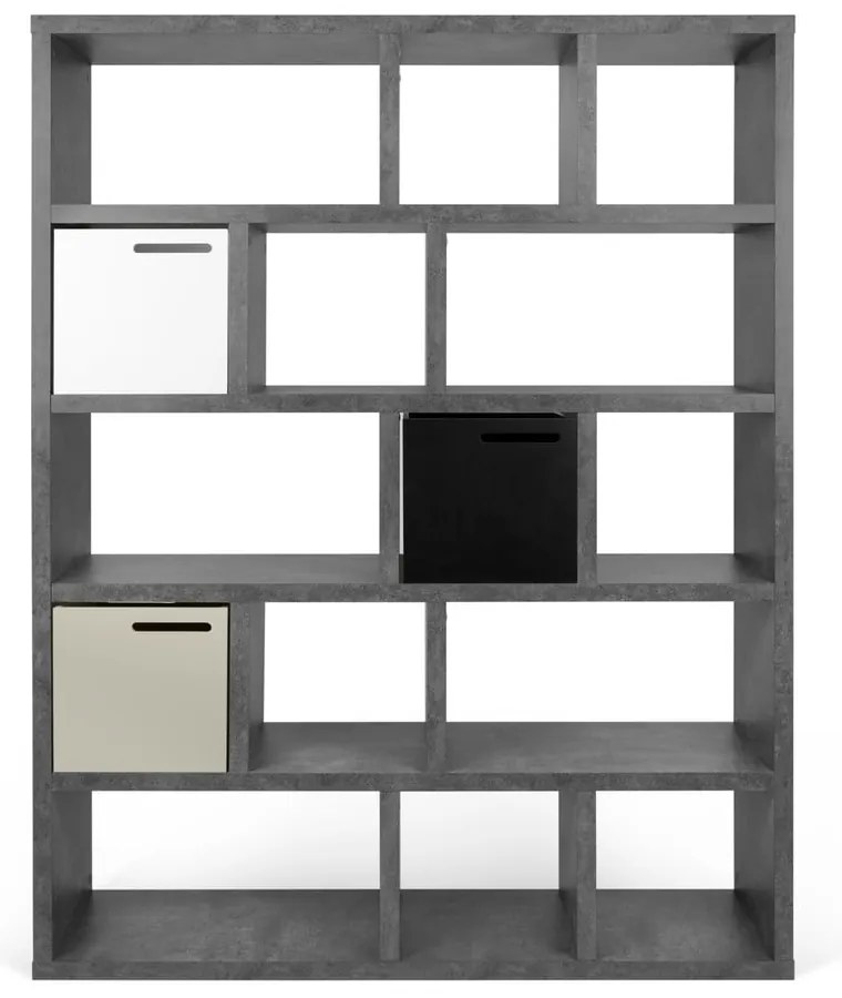 Sivá knižnica v dekore betónu 150x198 cm Berlin – TemaHome