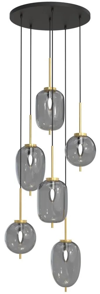 Wofi 5007-502 - Luster na lanku BELLEVILLE 6xE14/40W/230V čierna/zlatá