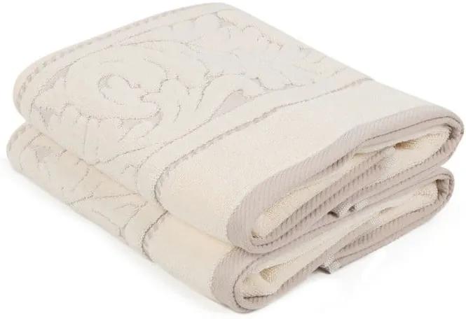 Sada 2 béžových uterákov z bavlny Sultan, 50 × 90 cm
