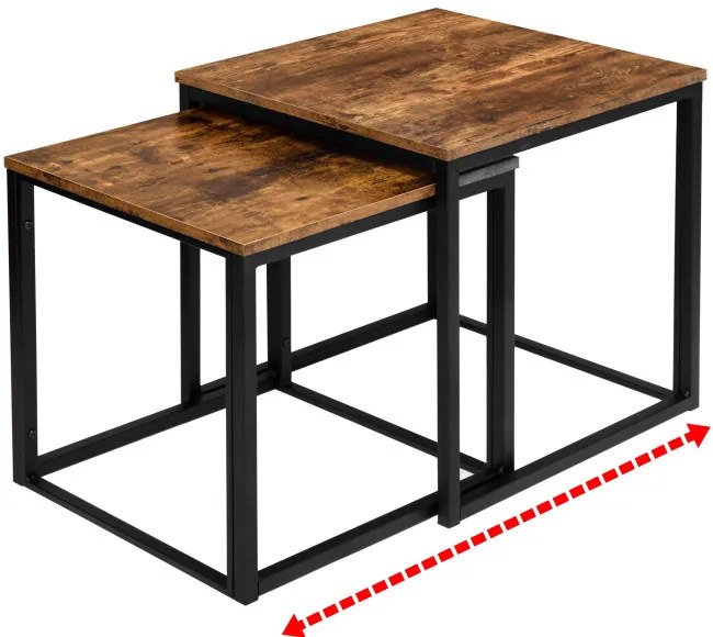 Sada 2 konferenčných stolíkov PRAVEN Rustic dub