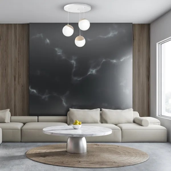 Luster na lanku SFERA WOOD 3xE14/40W/230V biela