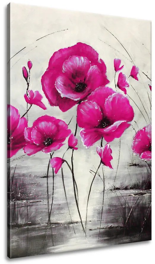 Gario Ručne maľovaný obraz Ružové Vlčie maky Rozmery: 100 x 70 cm