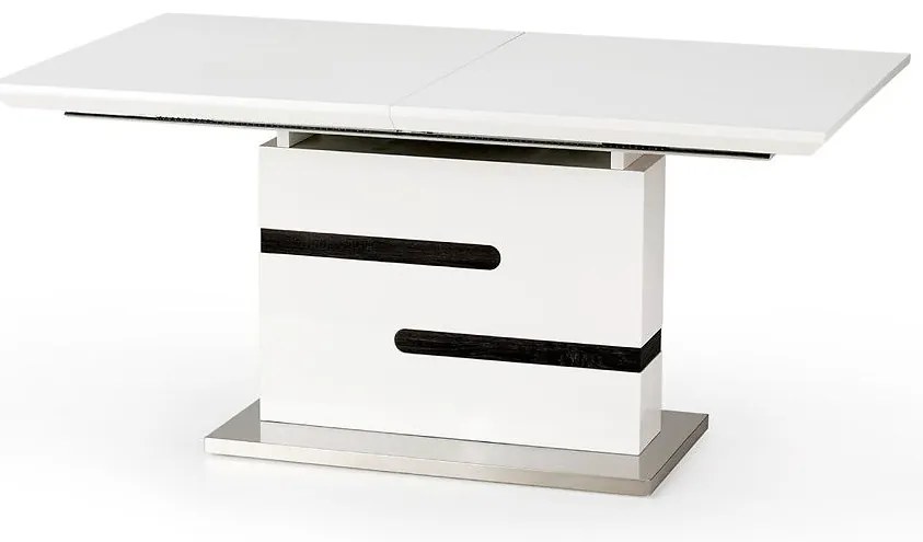 Rozkladací stôl Monaco 160/220x90cm Mdf/Oceľ – Biely/Popolavý