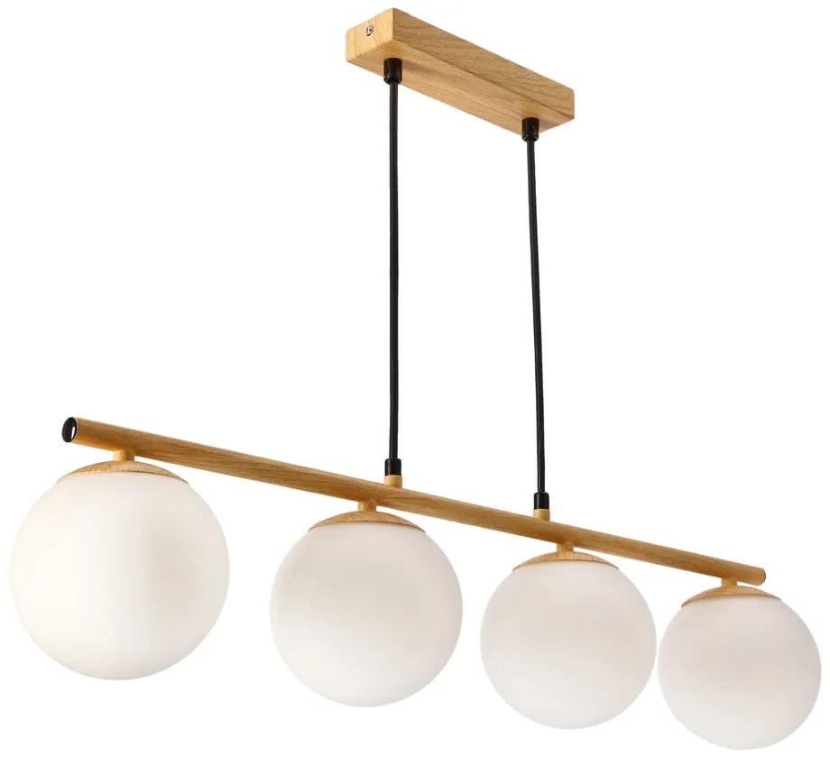 Závesné svietidlo so skleneným tienidlom v bielo-prírodnej farbe Carrine – Candellux Lighting
