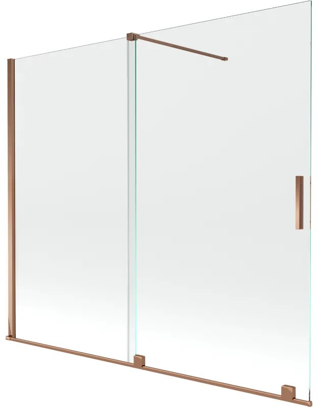 Mexen Velar, 2-krídlová posuvná vaňová zástena 180 x 150 cm, 8mm číre sklo, ružové zlato, 896-180-000-01-60