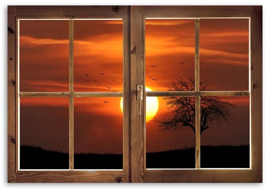 Obraz na plátně Pohled z okna Západ slunce - 60x40 cm
