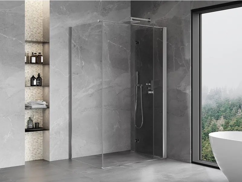 Mexen Mist-F T, 1-krídlový skladací sprchový kút pravý 110 x 95 cm, číre sklo, chrómový profil, 8A6T-110-095-01-00-P