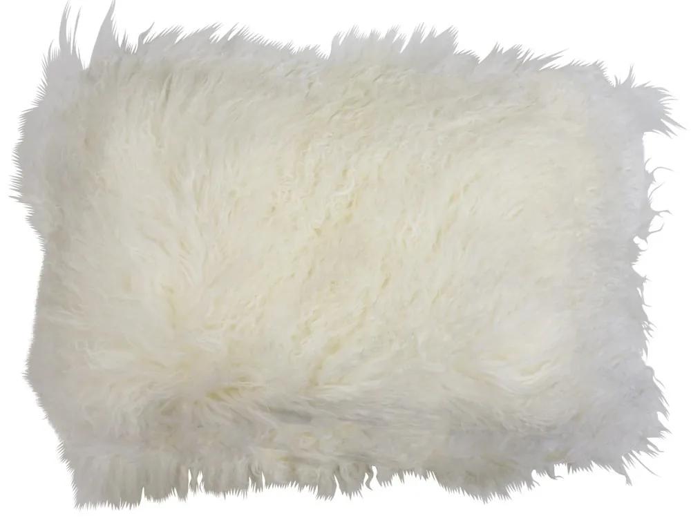 Vankúš biela ovčej kože kučeravý dlhý chlp Curly white - 35 * 50 * 10cm