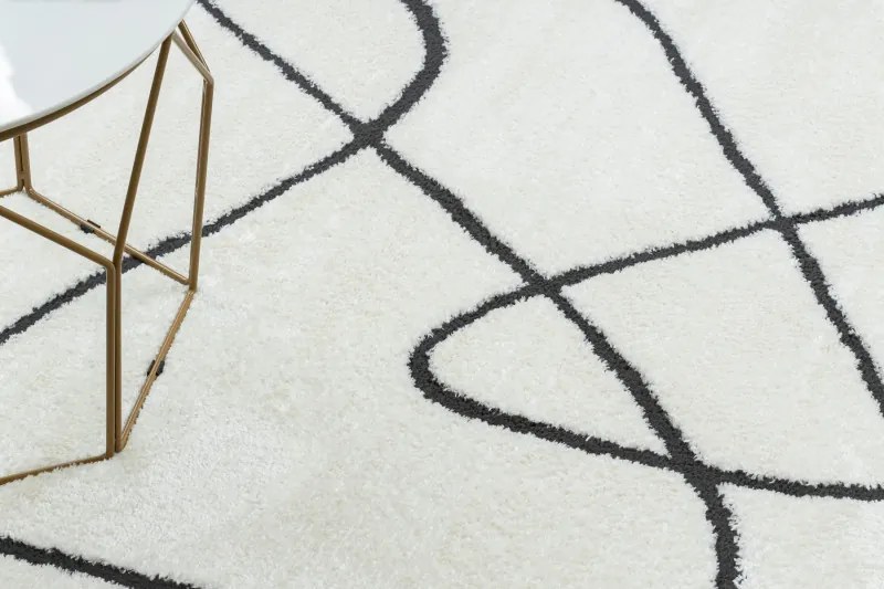 Dywany Łuszczów, Kusový koberec Mode 8377 abstract cream/black, 140x190, biela, chodba / predsieň