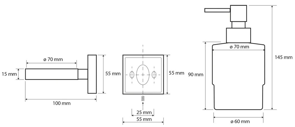 SAPHO XQ101 X-Square dávkovač mydla Mini 200 ml, chróm