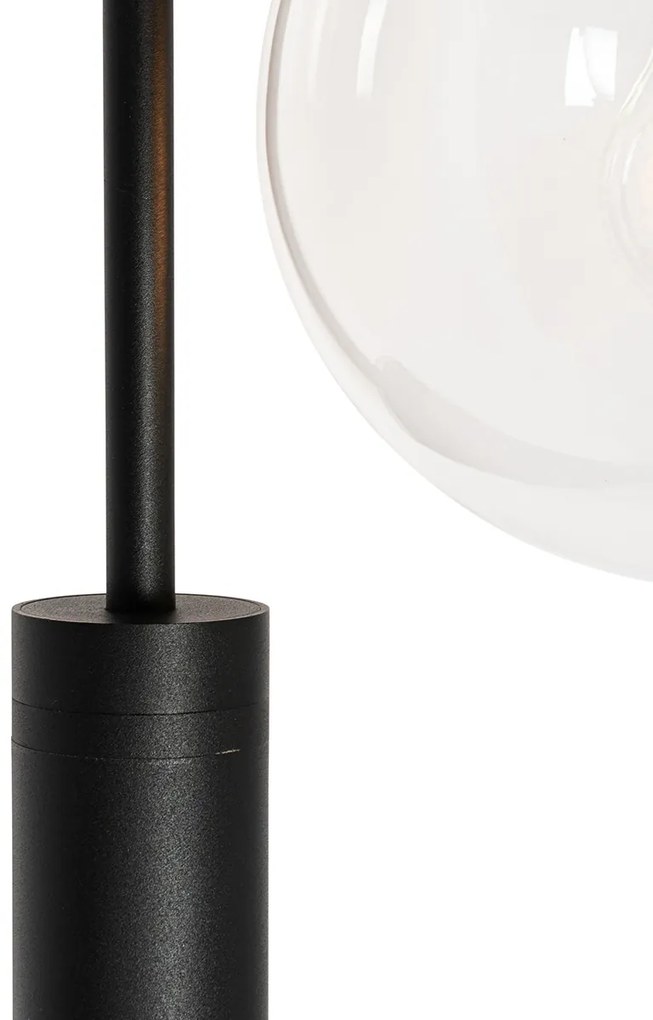 Moderná vonkajšia lampa čierna s priehľadným sklom 200 cm IP44 - Sfera