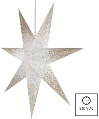 EMOS Závesná papierová vianočná hviezda, 1xE14, 60 cm, zlatá s trblietkami na okrajoch