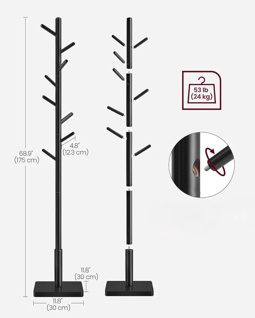 Vešiak na oblečenie VASAGLE Rosia čierny