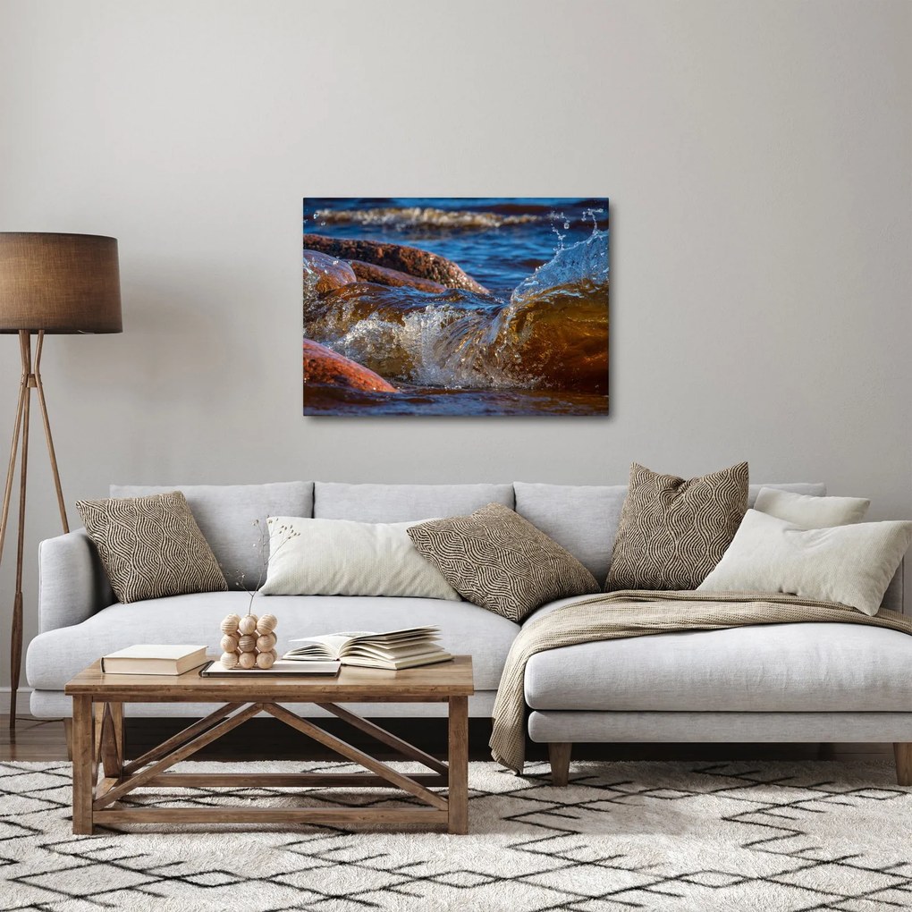 Detailný obraz - voda medzi kameňmi (70x50 cm)