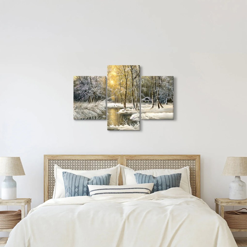 Obraz - Chalúpka v lese, olejomaľba (90x60 cm)
