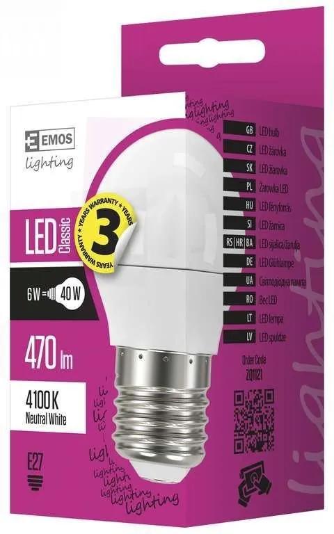 Emos LED žiarovka Classic Mini Globe 6W E27 neutrálna biela ZQ1121