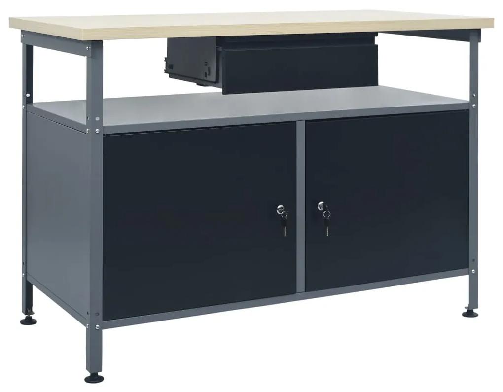 Pracovný stôl, čierny 120x60x85 cm, oceľ
