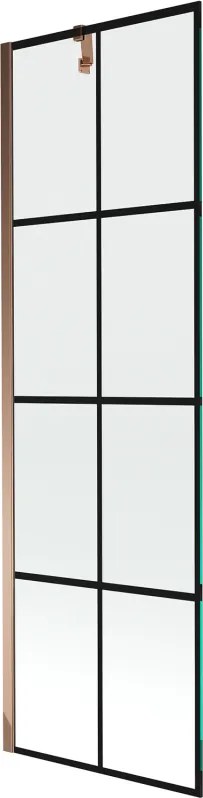 Mexen Next vaňová zástena jednokrídlová 60 x 150 cm, Čierny vzor, Zlatoružová - 895-060-000-00-77-60