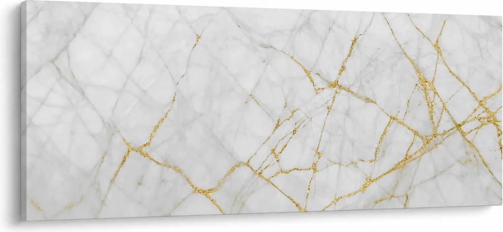 Obraz - Bielo-zlatý mramor (120x50 cm)