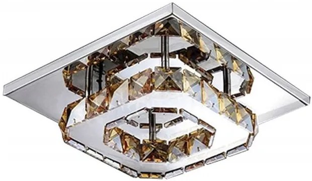 Toolight - Krištáľová hranatá stropná lampa Glamour 8W, teplé svetlo, APP405-C, chrómová, OSW-65003