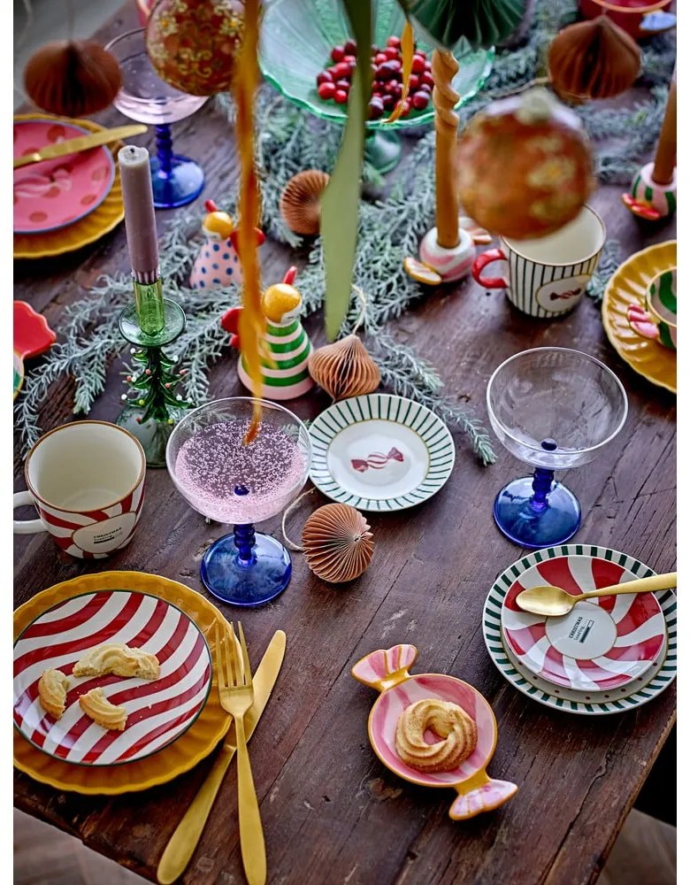 Červeno-krémové dezertné taniere s vianočným motívom z kameniny v súprave 2 ks ø 12,5 cm Yule – Bloomingville