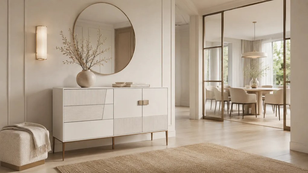 Komoda Stilig ST102A 160 cm bílá/zlatá