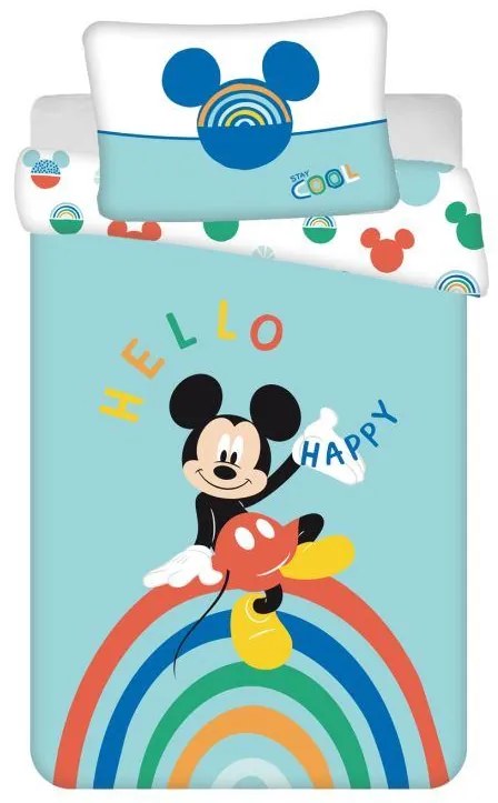JERRY FABRICS Obliečky do postieľky Mickey rainbow baby  Bavlna, 100/135, 40/60 cm
