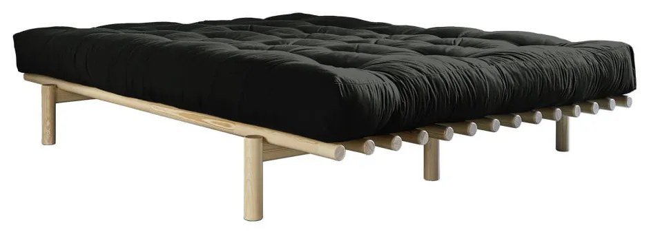 Dvojlôžková posteľ z borovicového dreva s matracom Karup Design Pace Double Latex Natural/Black, 160 × 200 cm