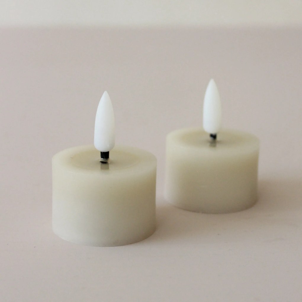 STAR TRADING Čajová LED sviečka Flamme Beige 4 cm – set 2 ks