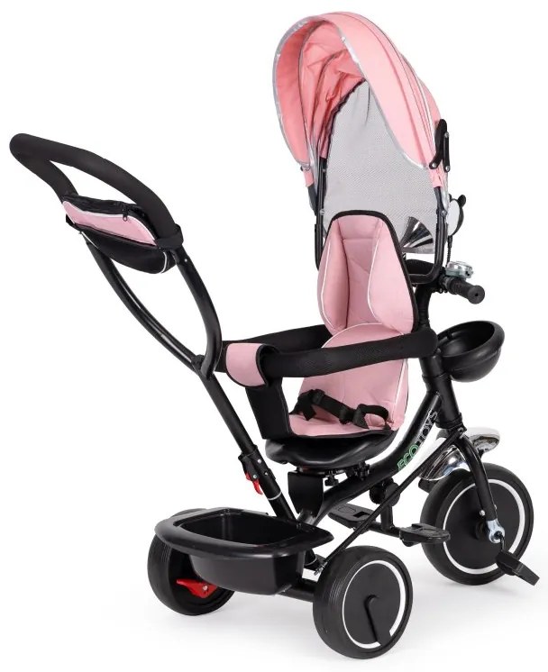 Ružová detská trojkolka  - 360 stupňové otočné sedadlo