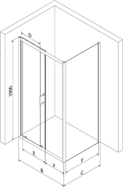 Sprchovací kút maxmax APIA - 140x90 cm - BLACK