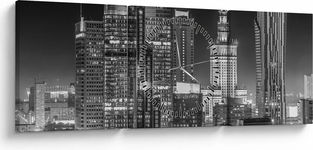 Obraz - Čiernobiely New York (s hodinami) (90x30 cm)