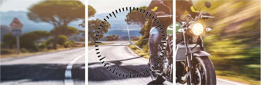 Obraz - Motorkár (s hodinami) (90x30 cm)