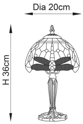 Endon 64088 - Stolná lampa Tiffany DRAGONFLY 1xE14/40W/230V priemer 20 cm