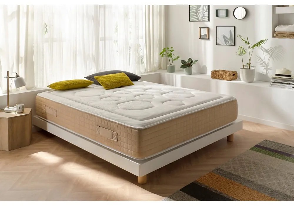 Tvrdý/stredne tvrdý pružinový obojstranný termoregulačný matrac 200x200 cm Hexaflex Bagged Springs Gel – Moonia